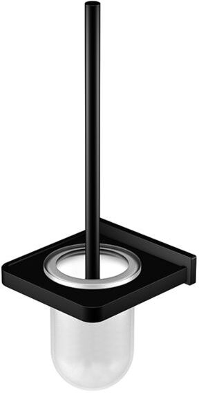 Steinberg Serie 450 Toiletten-Bürstengarnitur 4502901S mit Glas satiniert, Messing, Matt Black