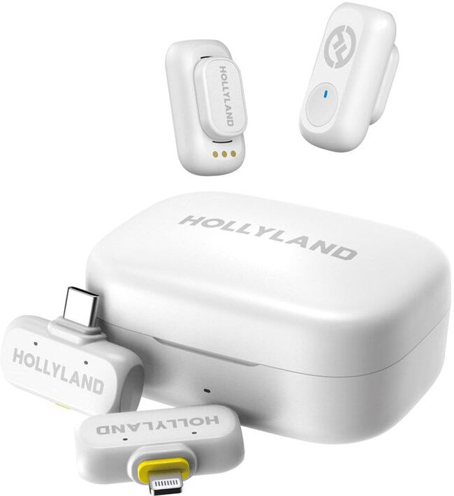 Hollyland Lark A1 Trådløs Mikrofon Combo m. 1 x USB-C RX & 1 x Lightning RX - Hvid