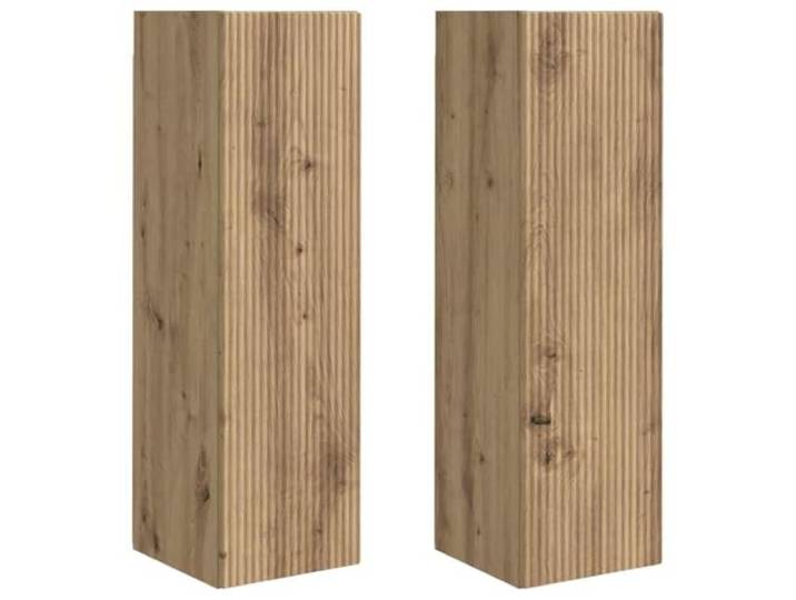 KTHLBRH TV-Schrank zur Wandmontage, 2 Stück, Eiche Engineered Wood, 90° Scharniertüren, Regale, platzsparend, minimalistischer Stil, einfache Wartung