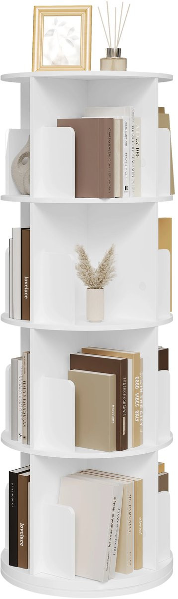 TamTrade Roterende Boekenkast - Wit - 360 graden draaibare boekenkast - Maximaal draagvermogen 100kg