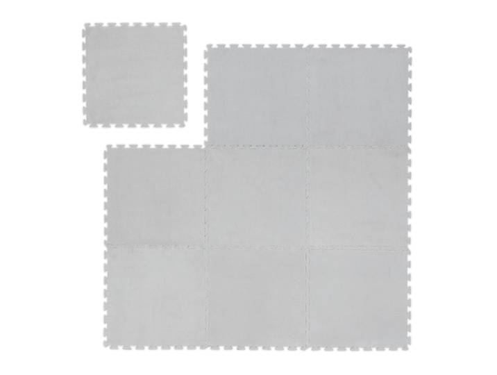 Flauschiger Puzzleteppich 9er-Set Grau