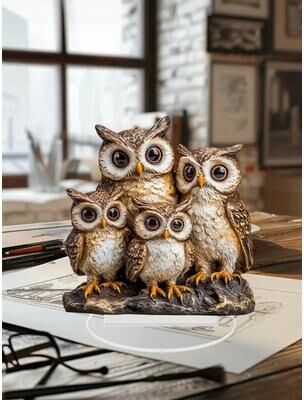 Uplifted Finds Owl Family Ornament Anime Themed Collectible Home And Office Decoration f