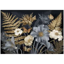 FOTOTAPETE Blätter Blumen Grau 400x280 cm