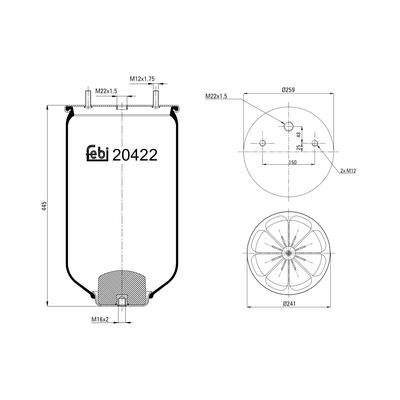 FEBI BILSTEIN Federbalg, Luftfederung 20422 119mm