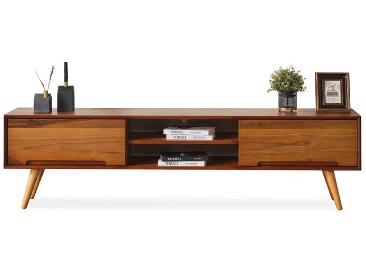 JVmoebel Lowboard Exklusiv TV-Ständer Wohnzimmer Holz Braun Fernsehschrank TV-Möbel Neu, Made in Europa