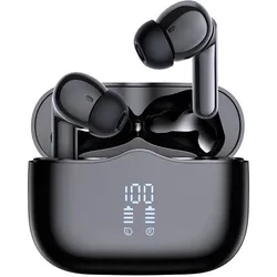 Techsuit - Wireless Earbuds (A97) - Bluetooth V5.4, 300mAh, ANC, ENC, 4 Mic - Black (ANC, Kabellos), Kopfhörer, Schwarz