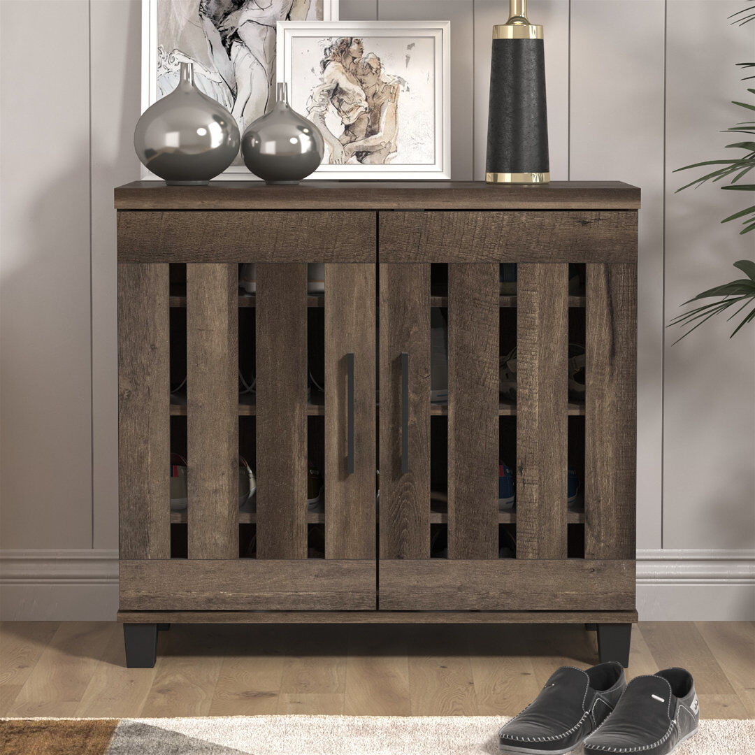 Blue Elephant Banos 2 Door Shoe Storage Cabinet Dark Dusty Oak 12