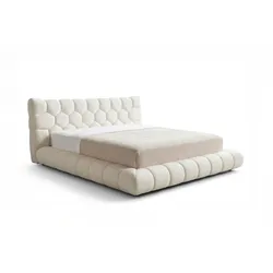 POLSTERBETT ATTICO Cremeweiß Bouclé