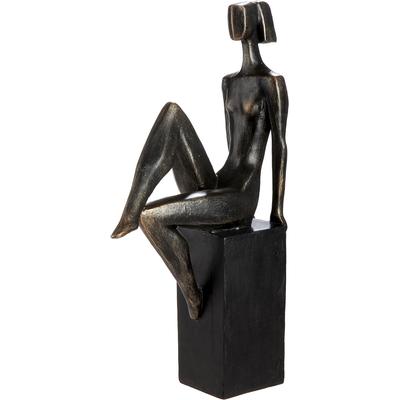 Skulptur GILDE "Skulptur Frau Eleganz bronzefarben", schwarz (bronzefarben, schwarz), B:8cm H:39cm T:22cm, Kunstharz, Dekofiguren, Anmut graziös dekorativ Wohnambiente Geschenkidee