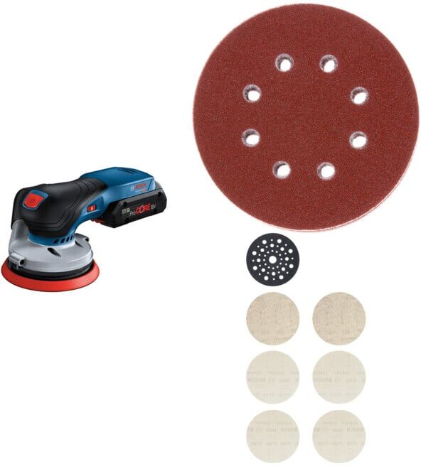 Set Bosch Akku-Exzenterschleifer GEX 18V-125 + BOSCH Bosch Schleifblatt-Set...