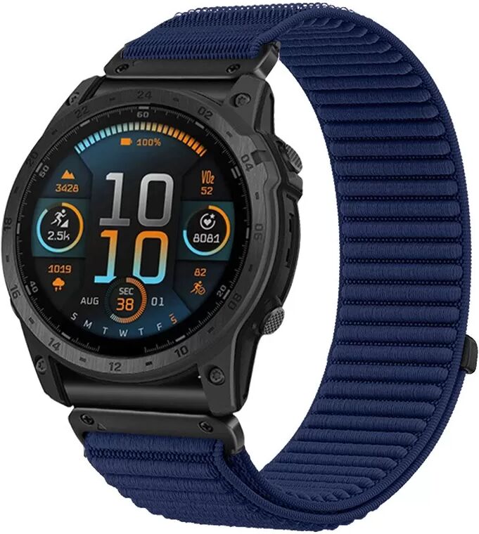 INF Nylon Uhrenarmband kompatibel mit Garmin Fenix 8/Fenix 7X/Epix Pro/Tactix 8 – Leicht und atmungsaktiv Dunkelblau 20 mm