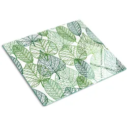 GLASPLATTE 60x52 cm Grünes Blattmuster