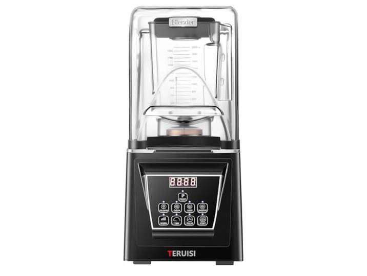 TERUISI Standmixer mit Geräuschdämmhaube 2L Hochleistungsmixer 2200 W, Profi Standmixer mit Schallschutzhaube