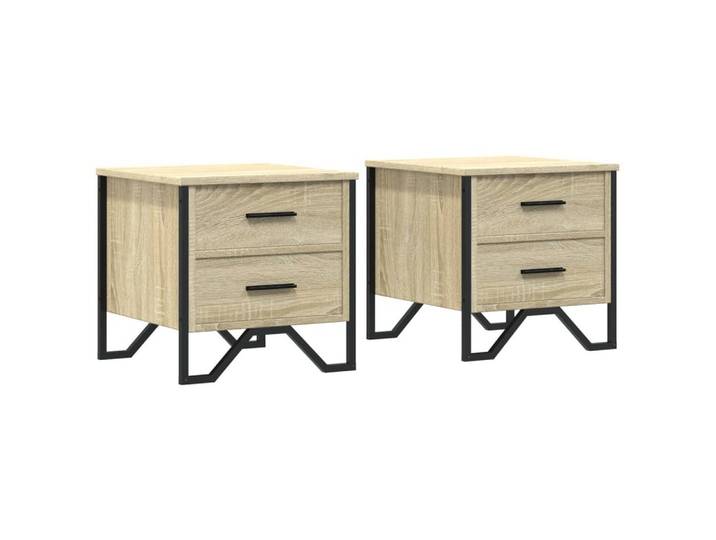 furnicato Nachttisch 2er Set Nachttische 40x41x40 cm Sonoma-Eiche (2-St), Zwei Schubladen für mehr Stauraum in deinem Nachtkonsolen-Set