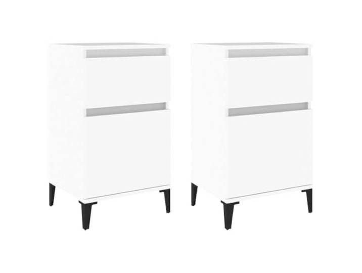 Tmriohed Nachttische 2er Set Weiß 40x35x70 cm Beistelltisch Schlafzimmer Zwei weiße Nachtschränke aus Holzwerkstoff und Metall bieten praktischen Stauraum fürs Schlafzimmer.