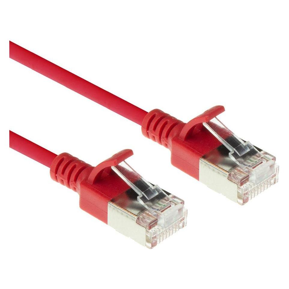 ACT Red 5 meter LSZH U/FTP CAT6A datacenter slimline patch cable snagless with RJ45 connectors (U/FTP, CAT6a, 5 m) (DC7505)