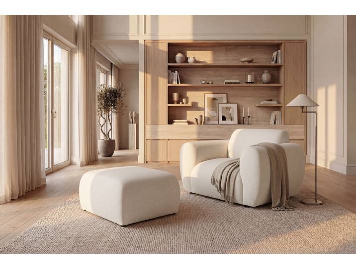Sessel Beige Webstoff Stormy 105 x 73 x 94cm