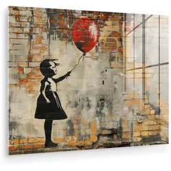 ACRYLGLASBILD Graffiti - Banksy - Mädchen - Straßenkunst 80x60 cm