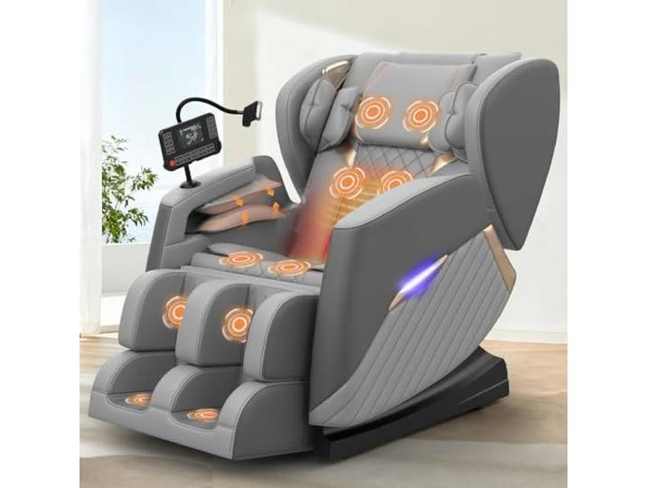 Srfzluxy Massagesessel, Ganzkörper-Massagesessel mit 16 Massagerollen, 8 Airbags, Lendenwirbelheizung, Wadenroller- und Airbag-Massage, Bluetooth-Lautsprecher, Touchscreen-Fernbedienung