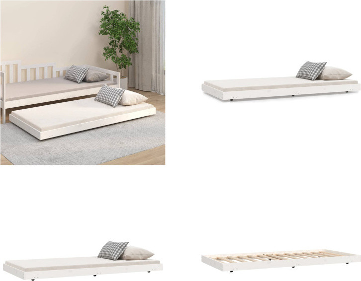 vidaXL Massief houten bed van grenen, wit