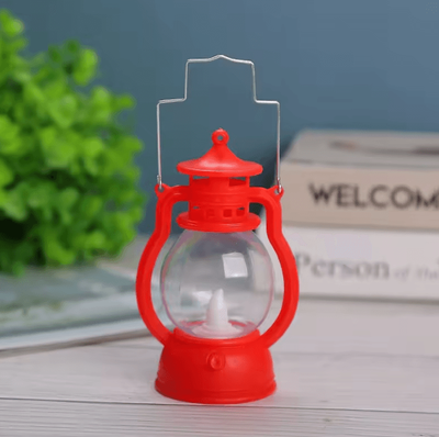 Inspire Curations Vintage LED Oil Lamp Portable Battery Powered Hanging Lantern red