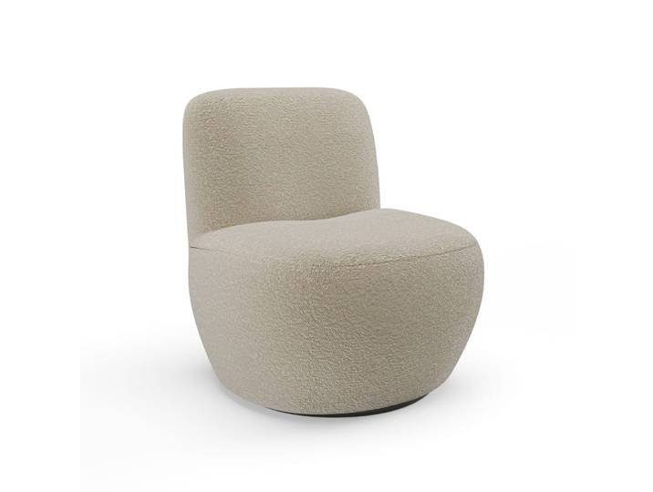 Fauteuil de salon pivotant en tissu bouclette taupe