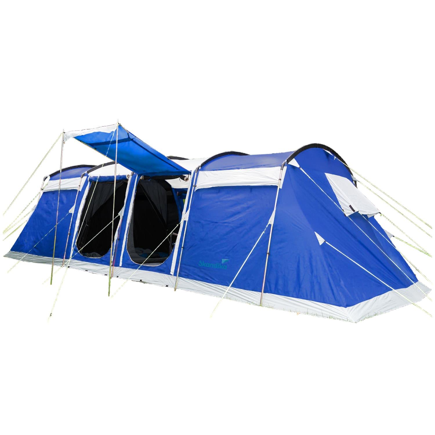Skandika Tunnelzelt Montana 10 Personen | Camping Zelt mit/ohne eingenähten Zeltboden, mit Sleeper Technologie, 3-4 Schwarze Schlafkabinen
