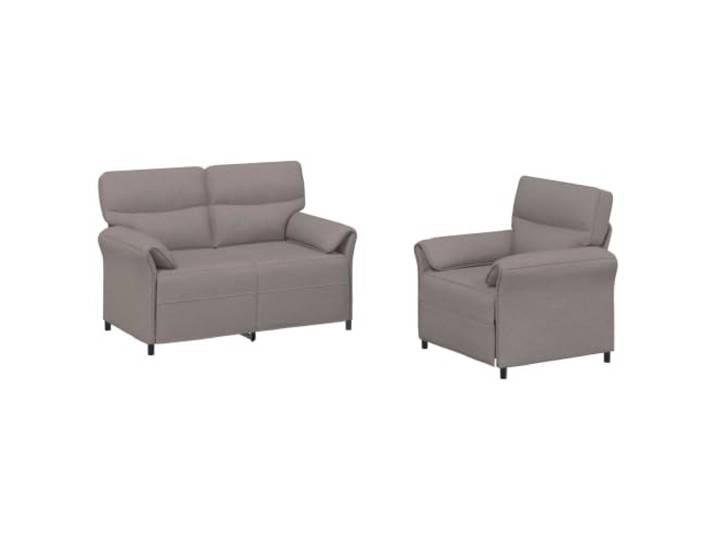 PUGYNBK Sofa-Set, 2 Stück, Taupe, Stoff mit Metallrahmen Komfortabler Schaumstoff, weiches Polyester, geschwungene Armlehnen, Wohnzimmer, einfache Montage