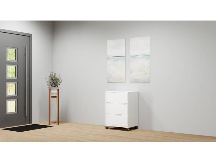 Beistellschrank mit Rollen nach Maß MDF Beschichtet MDF Weiß matt