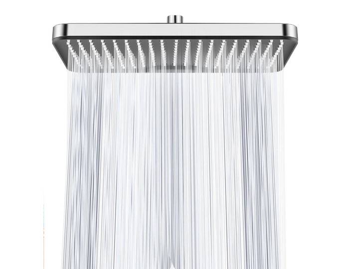 Duschkopf Regendusche 12 Zoll Quadratisch Chrom Schwarz mit Anti-Kalk-Düsen und Wassersparfunktion
