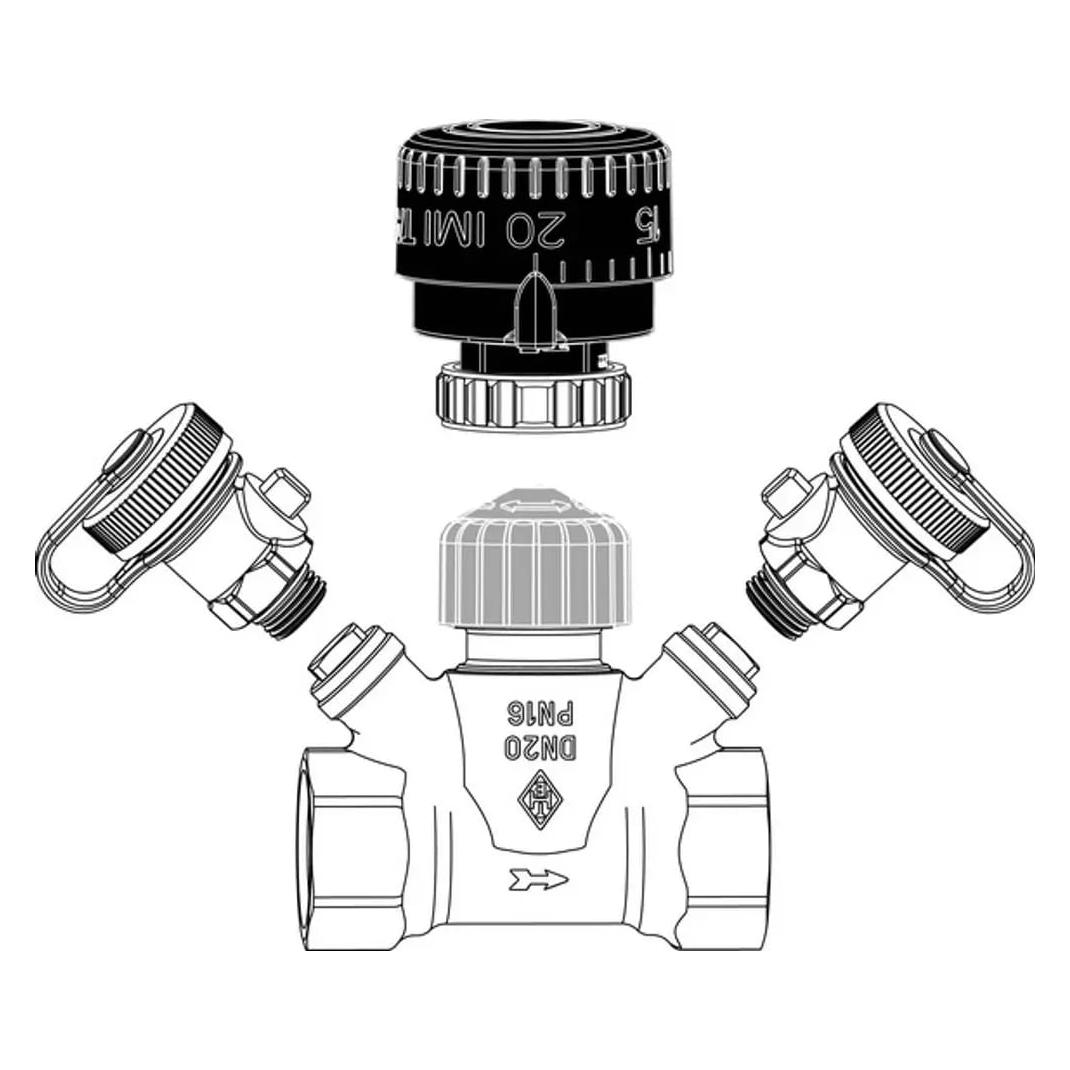 Imi Hydronic Engineering TA Strangregulierventil TA-Multi Set 1 DN 40, Handrad, 2x Entleerung, Rotguss (585005500)