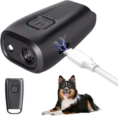 Inspire Curations Type C Rechargeable Ultrasonic Dog Training Device With LED Light black