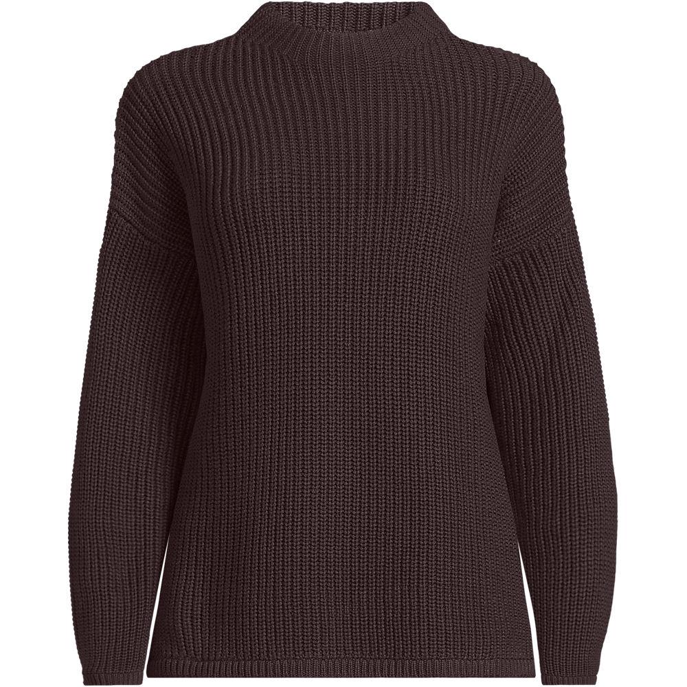 Drifter Rippstrick-Pullover mit kurzem Stehkragen, Damen, size: regular, Braun, Baumwolle, by Lands' End
