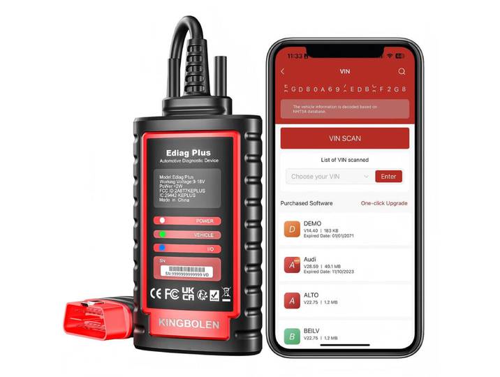 KINGBOLEN EDIAG PLUS Alle Diagnostische Scanner van het Systeem OBD2, Intelligente Scan Tool Support CAN-FD Protocol, 15+ Reset, ECU Codering, met 1 Jaar Software Abonnement