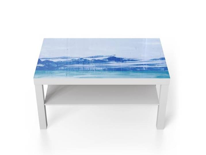 DEQORI Glastisch weiß groß 90x50 cm Motiv Winterseelandschaft ausgefallener Beistelltisch aus Glas Hochglanz Couchtisch fürs Wohnzimmer moderner Couch Tisch mit Design