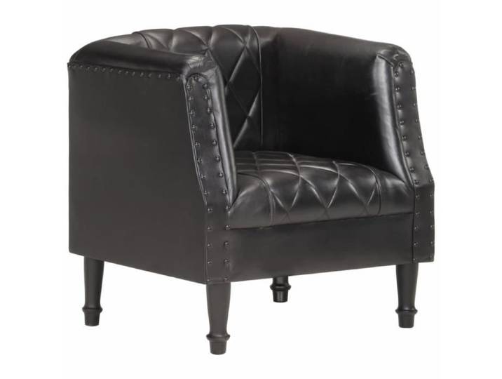 Fauteuil Club en Cuir Noir - Style Contemporain & Design - Relaxation - Deco3451Luxueux