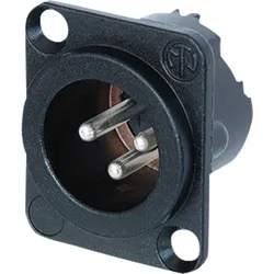 Neutrik XLR 3P Chassis - male Silberkontakte - schwarz - Metallgehäuse