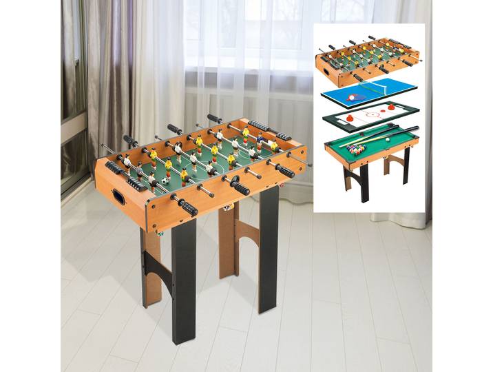 HOMCOM Mini Table multi jeux 4 en 1 babyfoot billard air hockey ping-pong avec accessoires en bois 92L x 78l x 80H cm