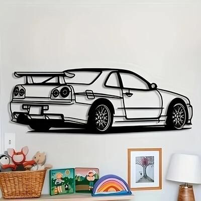 Uplifted Finds Skyline R Model JDM Metal Wall Art   Precision Laser Cut Racing Car Silhouette For Home, Office & Garage Decor Skyline R Model JDM Metal Wall Art   Precision Laser Cut Racing Car Silhouette For Home, Office & Garage Decor