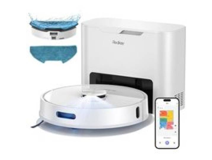 Redkey R10 Aspirateur Robot 4000 Pa avec Station de Vidange avec Navigation LDS pour Tapis Poils d’Animaux et Sols Durs