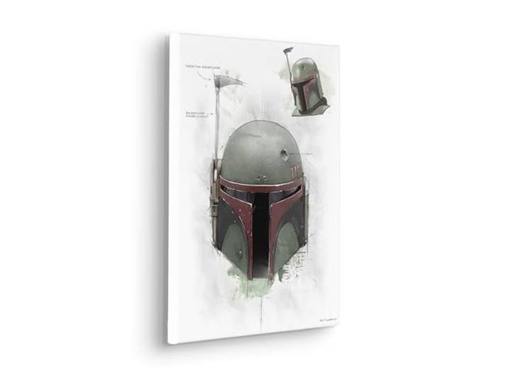 Komar Keilrahmenbild - Star Wars Boba Fett Helmet Sketch - Größe: 30 x 40 cm - Kinderzimmer, Wanddekoration