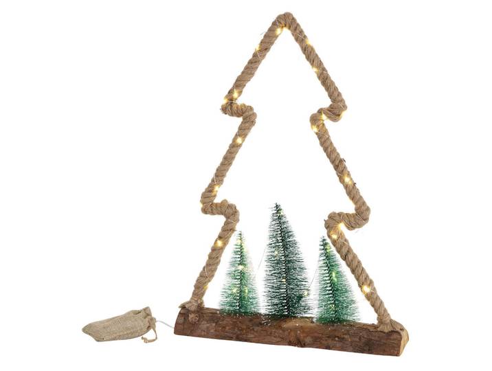 ECD-Germany Weihnacht Figur Jute, Braun, Holz, 6.5x45x35 cm, Dekoration, Weihnachtsdekoration