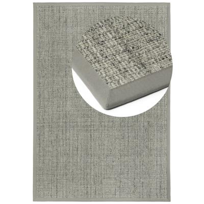 Teppich DEKOWE "Exquisit", grau (hellgrau), B:80cm H:8mm L:150cm, Polyester, Wolle, Teppiche, Teppich, von Hand gewebt, meliert, mit Bordüre, Wohnzimmer