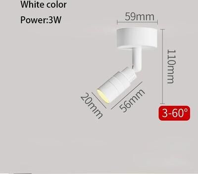 Uplift Picks Adjustable LED Spotlight Zoom Focus Surface Mounted Ceiling Light white (3w) 3000k