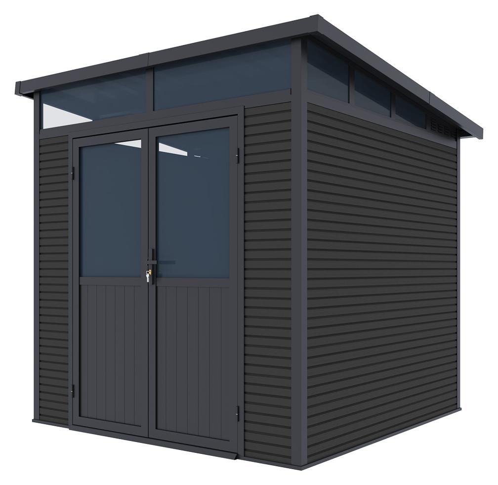 Weide Gartenhaus | Aluminium & WPC | Gerätehaus mit Doppeltür | 218x218 cm | Wetterfest in Anthrazit