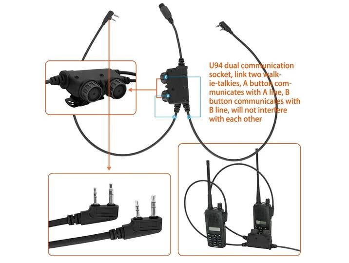 Casque tactique double Communication tactique U94 PTT avec prise K 2 broches pour casque Airsoft de tir COMTAC SORDIN pour Baofeng