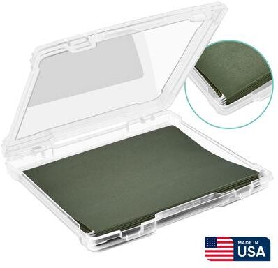 "Sorbus Single-Piece Thin Hanging File Organizer Bin, Interior 10""x12"" Clear Plastic Stackable for Document Storage"