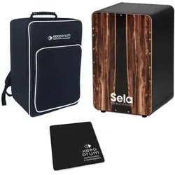 Sela SE089 Cajon Black Dark Nut mit Tasche mit Sitzpad (Perkussion), Perkussion, Schwarz