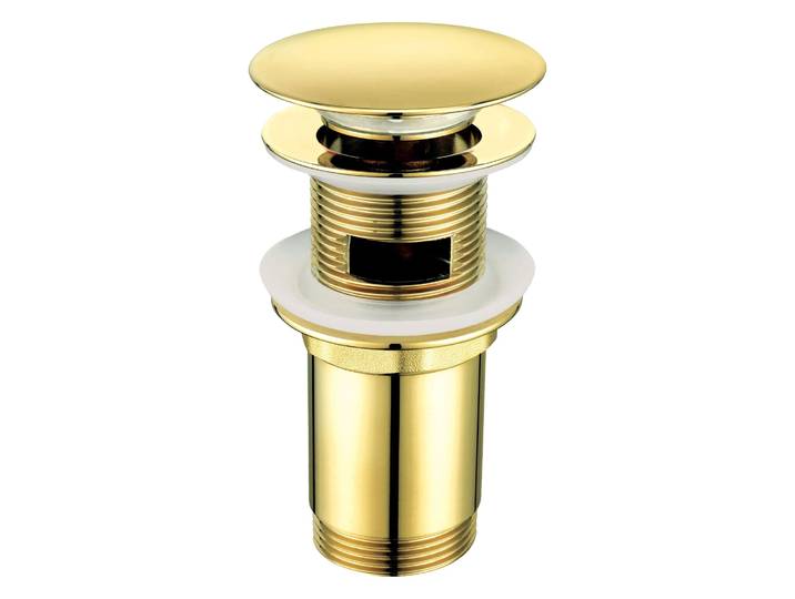 Bonde de lavabo clic clac avec manchon métallique, universelle, doré