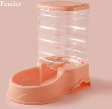 Inspire Curations FreshFlow 3.8L Automatic Pet Feeder & Water Fountain Set pink feeder
